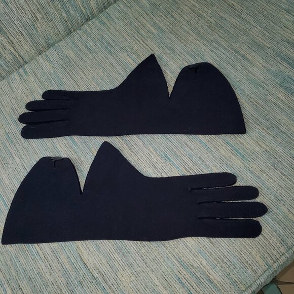 VINTAGE GAUNTLET STYLE GLOVES IN DARK BLUE - Picture 2 of 2